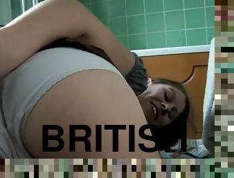Flirty british babe bends over