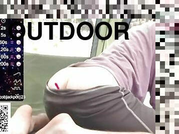 Daddy Twerking bubble butt outside camping ready to fuck