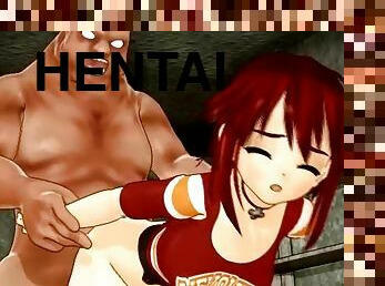 Stunning hentai scene with redhead and monster