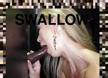 Swallowing a load of cum from a glory hole