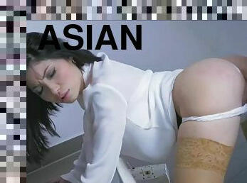 BJ asian secretary ass fucked by dominant boss