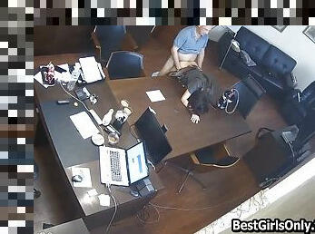 Russian boss fucks secretary in the office on hidden cam