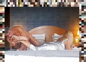 Mature blonde wife enjoys massage sex in scantily clad amateur