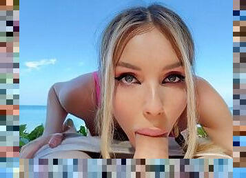Horny Blonde tried Dick on the beach for the First time