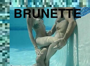Nice brunette in action underwater