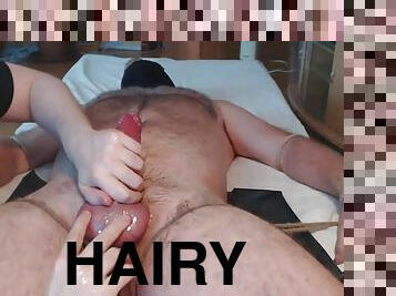 I hung milk hairy friend - big balls tied to the bed