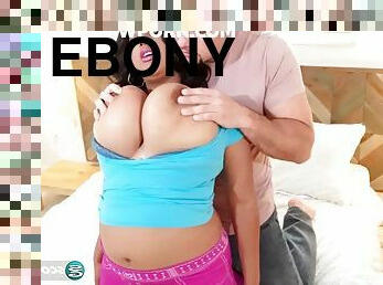 Chubby ebony riding big cock