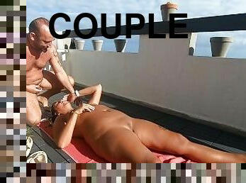 Cumming in girlfriend's mouth while she is sunbathing