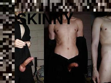 Skinny Boy Dressed Up - Stripping and Oiling my Cock For You ?