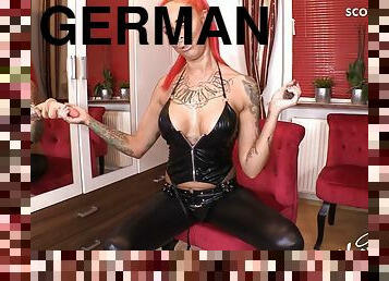 German Dirty Talk Dildo Masturbation with sexy Redhead Teen Anni Angel