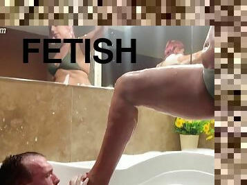Foot domination in the tub