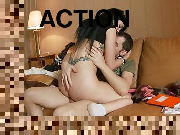 Hot action on the couch with cock sucker ashley