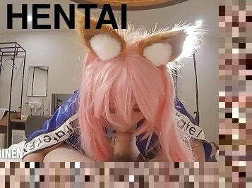 FGO Hentai Cosplayer Suck my dick, gets fucked cowgirl Tamamo Race Queen part.14