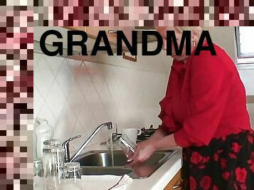 Two repairmen fuck big tits old grandma