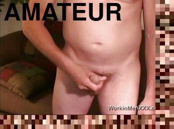 vieux, amateur, ejaculation-sur-le-corps, gay, plus-agée