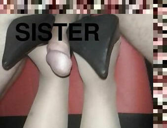 negru, picioare, ciorapi, sperma, sora, fetish, stimulare-cu-piciorul, nylon, piciore