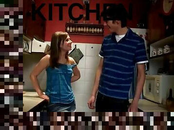 Hot sex in the kitchen with a kinky teen