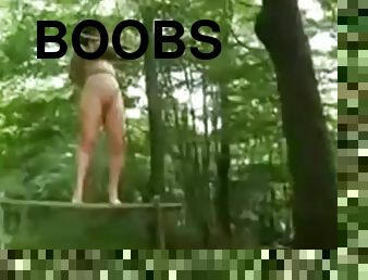 Hanged by the boobs in the forest