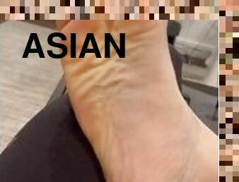 asiático, amador, gay, pés, suja, fetiche, sozinho, bolas, molhado, gay-adolescente
