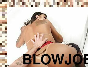 Latina tranny with big tits Jessica Close perfect blowjob and anal