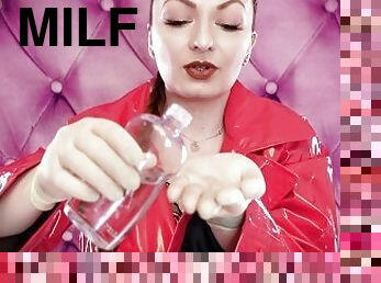 ASMR fetish video: latex gloves fetish and oil - great soundings and close ups (Arya Grander) POV