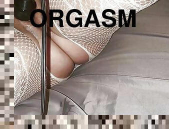 Real wet vibrator orgasm after he cum inside me