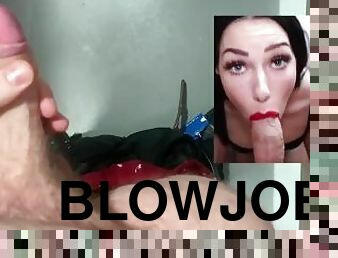 NO HANDS Red Lipstick Deepthroat Leads To A Big Mess On My Face- Watch Porn With Me - Shaiden Rogue
