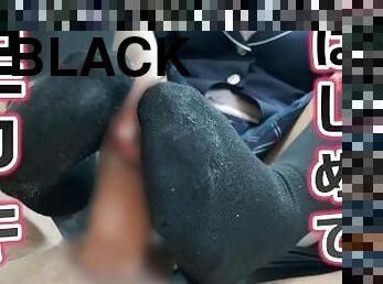 ???????????? ?????????????????????? Lover footjob my dick and girl fucked hard in black nylons