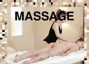Dripping wet virgin pussy massaged by a lesbian
