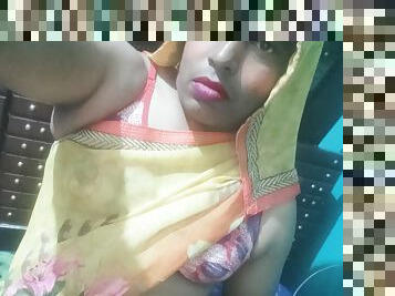 Hot Indian crossdresser sonusissy in yellow saree 