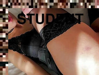 bad student gets fucked good with dildo dp