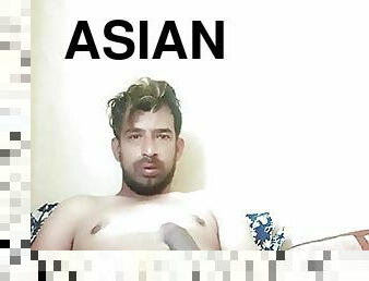 Asian boy masturbating hard