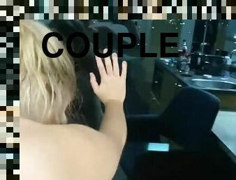 Hot couple fucking over hotel window