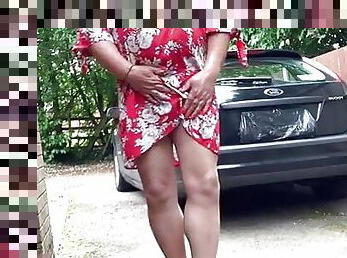 Amateur Crossdresser Kellycd2022 sexy milf masturbation outdoors fishnet pantyhose public big cumshot heels 