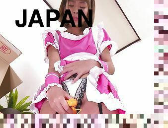 Japanese Naughty Maid Girl Fu Sazanami With Shaved Pussy Masturbating Uncensored P1