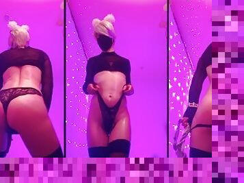 White Sissy Femboy Trap Dancing in oil - Spanking herself and cumming - Cum shot