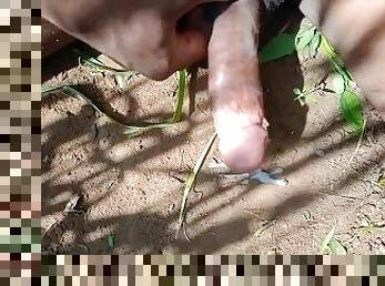 Boy masturbated in the field.