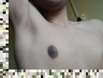 Teen showing shaved armpits and big boobs