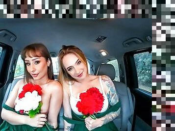 Horny Bridesmaids Sonny Mckinley & Tommy King Get Wild With Stranger On The Back Seat - Perv Driver