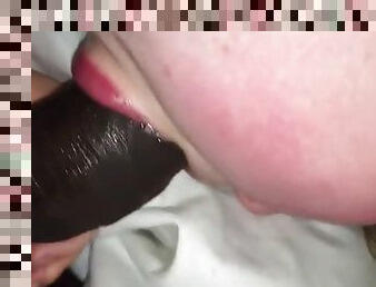 Another white girl sucking black cock