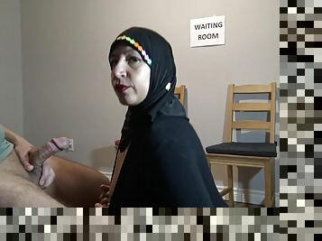 Hijab girl caught me masturbating in the hospital waiting room - SHE GAVE ME A BLOWJOB