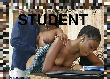 Naughty Students In Uniforms Offer Sex To Upgrade Their Exams Score At The Principal Office