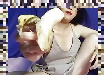 Super sexy Asian girl show pussy and eat fruit 1