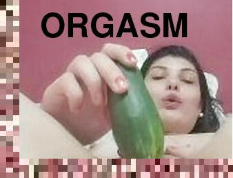 masturbation with small and thick cucumber