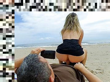 Cum in my ass right on the beach