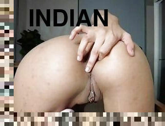 Desi Indian Cat Girl Plays with Asshole  WET FUZZY KITTY TAIL ANAL PLUG