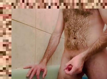 Sexy Hairy Shower Jerk - Massive Load