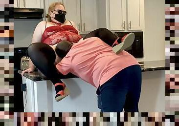 Hot Horny SSBBW Blonde Milf Realtor Flirts With Renter Client &amp; Gets Doggystyle Creampie In Pussy, Black Cumming Inside