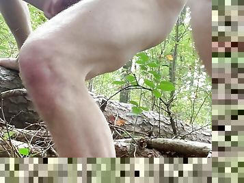 Sperm in the forest! Hot naked boy