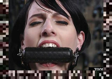 BDSM ballgagged babe learns electrosex with master 4 or